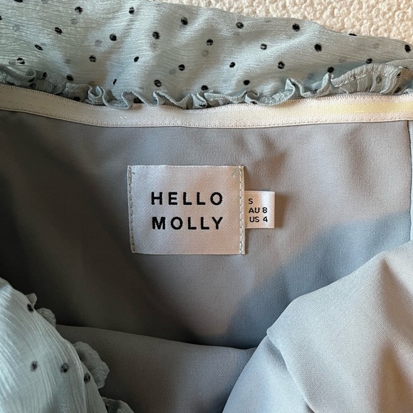 Hello Molly Strapless Mini Dress, Light Gray w Polka Dots. Size Small/4 - Picture 7 of 11